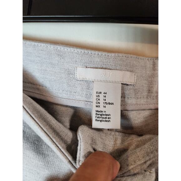H&M Heather Gray Slacks Womens Sz 14 Trouser Work Office Pants Flat Front Career - Picture 2 of 16